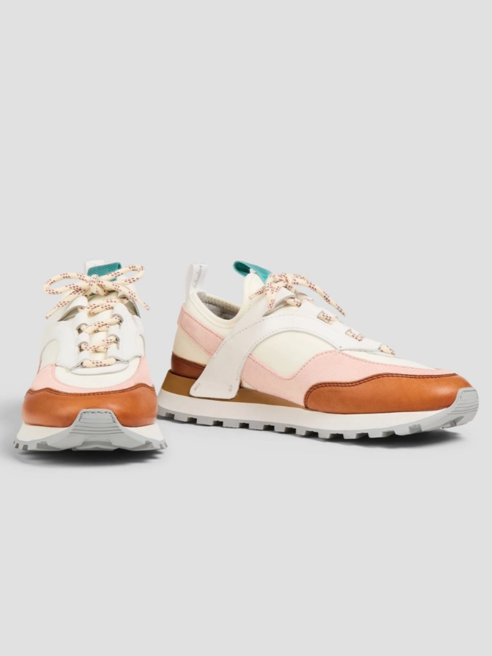 FERRAGAMO Indy stretch-knit, leather, suede and sneakers